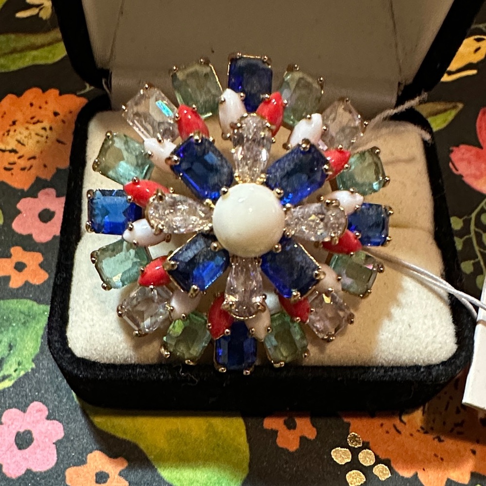 KATE SPADE fireworks floral multi ring sz5 NWT - Picture 2 of 7